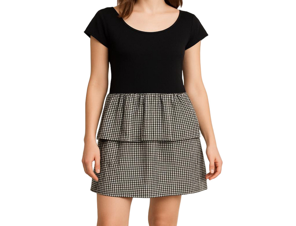E’toile size medium black and white checkered summer dress